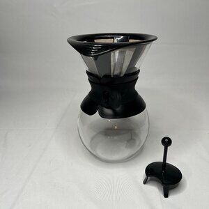 Bodum Pour Over 34 oz, permanent filter, glass, black accents